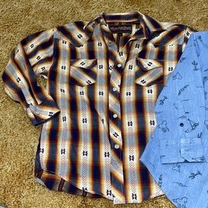 Two western button up shirts blue one brand new